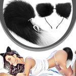 Butt Plug Fox Tail Ears Headbands Set, Detachable Fox Tail Fur Anal Plug Sexy Adult Toy Fashion Butt Stainless Steel Cosplay Sex Flirt Toys