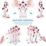 Robots Toy For Kids, Rc Gesture Sensing Toy, Interactive Walking Singing Dancing Robot Birthday Presents For Boys Girls Age 6 7 8 9 Years Old,Red