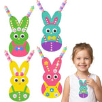 24 Pcs Bunny Necklace Craft Kit with Felt Rabbits, Beads & Gem Stickers for Kids