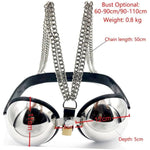 Female Chastity Device Bra Stainless Steel Adjustable Bdsm Slave Metal Lockable Underwear Chain Bondage Game Erotic Slave Fetish Sex Toy (Black)