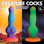 Space Cock Alien Dildo Made With Premium Silicone For Men Women & Couples, Glow-In-The-Dark Fantasy Role Play Harness Compatible With Strong Suction Base, 1 Piece Set - Blue