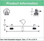 12 Pack Heavy Duty Add on Metal Pants Skirt Hangers, Stackable Add-on Metal Clothes Hangers with 2-Adjustable Clips, Cascading Clip Hangers Space Saving for Jeans, Slacks
