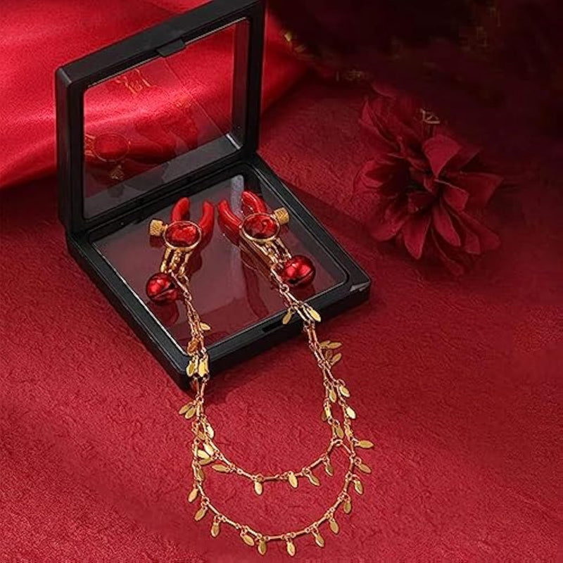 Non Piercing Nipple Clamps For Pressure Jewelry Sex Toy, Red Adjustable Breast Clit Clip Nipple Stimulates Women Girl Female Pleasure Gifts