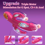 Thrusting Dildo Vibrator Sex Toys for Women, Anal Beads G Spot Rabbit Vibrators with 10 Powerful Thrusting & 10 Vibration Modes Soft Quiet Waterproof, Rose Adult Toys for Couple