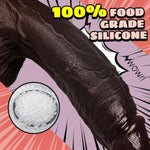 10.5'' Realistic Big Black Dildo, 2.3'' Diameter Thick G-Spot Dildo With Strong Suction Cup,Giant Real Skin Bbc Dildo For Clitoral Vagina Anal Stimulation