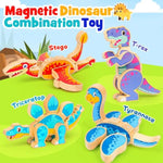 Dinosaur Toys For Kids 3-5,Wooden Magnetic Dino Take Apart Building Blocks Toys For Fine Motor Skills & Creative Play,Christmas Stocking Stuffers Gifts For Toddler Boys Girls