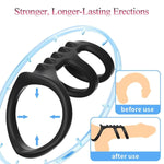 Silicone Cock Ring, Penis Sleeve Sex Toys Triple Cock Rings For Male Penis Enlarger Penis Extender Delay Ejaculation Enhance Erection Ball Stretcher