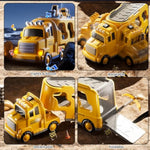 Construction Truck Toys Set For Kids Aged 1 2 3 4 5 6 7 8, Truck Playset With Toy Cars, Light And Sound, Movable Parts Construction Toys For Toddlers, Birthday Gifts For Boys Girls 2-4 4-7