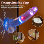 7 Inch Clear Glowing Dildo Vibrator With Suction Cup, Adult Sex Toy For Women With 10 Vibrating Modes, Remote Control, Realistic Dildos Vibrators For Men, Gay Sex Toys For G-Spot Anal Vagina