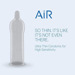 Air Ultra-Thin Condoms for Men – High Sensitivity, Lubricated, Straight-Walled, 10 Ct