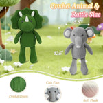 Crochet Stuffed Animals For Kids 2-Pack - Elephants & Triceratops, 10-12" Soft Cute Plush Toys, Hand-Knitting Cotton Thread Plush Animals, Ideal Birthday For Boys Girls Kids & Adults