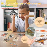 Dinosaur Toys Book With 50 Pcs Different Dinosaurs Figures & Pokers,Interactive Perfect For Kids Dinosaurs Educational Toys For 3 4 5 6 7 8 12 Year Old Boys&Girls