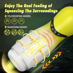 Male Sex Toys For Men Thrusting Male Masturbator - Flesh Light 3D Textured Pocket Pussy Vagina Mens Stroker 3 Squeezing & Thrusting 10 Vibrations, Adult Sex Toys Blowjob Machine For Men (Yellow)