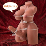 Shemale Sex Doll Torso Male Sex Toy, 12Lb Masturbator Toy With 7.3In Flexible Huge Dildo Big Boobs Tightly Anal Sex, Lifelike Unisex Transsexual Love Dolls For Men Women Gay Couple Lesbian