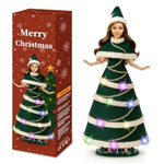11.5-Inch Christmas Doll – Led Light-Up Dress With 3 Lighting Modes (Slow Flash, Fast Flash, Steady On),Display Stand, For Girls Ages 3–12 (Christmas Doll)