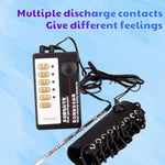 Male Bondage Leather Cock Ring Strap Adjustable Penis Ring Metal Horse Eye Rod Urethral Plug Shock Set