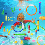 35Pcs Pool Diving Swimming Toys, Summer Underwater Game Toys With Pool Fishes Dive Sticks Rings Gems Storage Bag For Kids Swim Birthday Party Favors