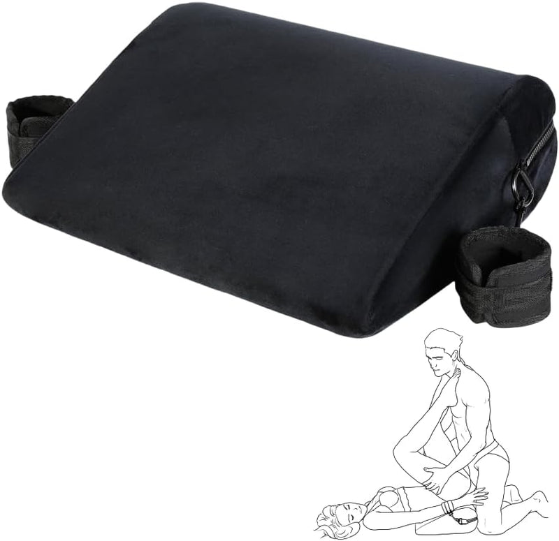 Foam Position Pillow with Restraints – Bondage Cushion with Handcuffs for Couples