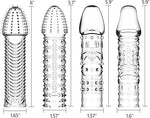 Threaded mace Condom Male Condom Adult Lock fine Ring Extended Sleeve Crystal Sleeve Color: Clear 4pcs
