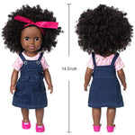 14.5" African Baby Girl Doll With Clothes Set - Washable Realistic Silicone Toy - Best Gift For Kids