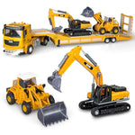 Toddler Boys Toys For 3-5 Years Old, Construction Toy Set W/Semi Truck, Excavator, Bulldozer, Alloy Engineering Construction Vehicles Truck Toys For Boys Age 4-7