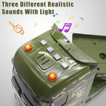 Big Green Military Truck Toy - 25.6’’ Large Semi Truck Toy With Helicopter And Tank - Army Toys With Sounds & Light, Friction Powered Cars Toys Birthday Gift For Kids Boys Girls 3 4 5 6 7 8
