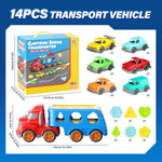 4-In-1 Carrier Transport Truck Toys W/Lights And Sounds Activity Truck, Toy Vehicle Playsets W/Shape Sorter, Birthday Gifts For Toddlers Kids Age 2 3 4 5 6 7+?Christmas Great Gifts For Grandkids