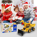 W/Semi Truck With 6 Small Toy Cars, 4-In-1 Mini Excavator, Bulldozer, Engineering Vehicles Toddler Toys W/Lights & Sounds, Model Kids Toys For Ages 5-7