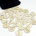 20Pcs Date Night Funny Tokens, Valentines Gifts For Couples, Sexual Wooden Couples Games Activity Token, Romantic Funny Sex Token Gift For Him Her Round Shaped (Pack One)