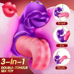 Vibrator Adult Sex Toys For Women - 4 In 1 Tongue Thrusting Vibrators Dildo Rose Sex Toys With 10 Licking Clitoral & 10 Vibration Mode, G Spot Clit Stimulator Pleasure Tools For Female Couples Games