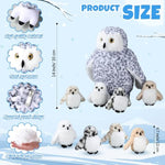 5 Pcs Snowy Owl Stuffed Animal 16 Inch Mommy Stuffed Plush Toy With 4 Baby Owl In Zippered Tummy Cuddly Plushies Toy Gifts For Kids Adults Birthday Christmas Party Decors