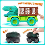 18 In 1 Dinosaur Toys For Kids 3-5, Dinosaur Truck Toys For Kids With 2 Pull Back Cars, 8 Dino Figures, Birthday Party Favors&Christmas Presents For Boys And Girls