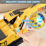 Toys For 3 Year Old Boys,Excavator Toys For Kids With 6 Metal Racing Cars And 2 Engineering Vehicle,Foldable Ejection Vehicle With Lights & Sound For 3 4 5 6 7 Years Old Gifts