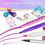 56 Piece Washable Scented Markers Set with Glitter Pencil Case, Kids Art Supplies