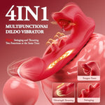 Vibrator Thrusting Dildo Sex Toys For Women - 4In1 Rose Toy With 10 Thrusting, Wiggling, Licking & Vibrating, Rabbit Vibrator For G Spot Clit Anal Stimulator, Adult Sex Toy For Women Couple