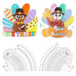 24 Pcs Color Your Own Turkey Crowns, Thanksgiving Paper Hat Craft for Kids