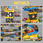 Parking Garage Toy Playset, Race Car Ramp Track Toys Sets Garage Playset With 6 Little Alloy Construction Cars Adventure Track