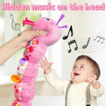 Baby Toys Musical Caterpillar,Infant Stuffed Animal Toy With Crinkle And Rattles,Soft Sensory Toys With Textures For Tummy Time Newborn Boys Girls 0 3 6 12 Months(Pink)