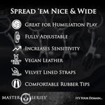 Spread Xl Labia Spreader Straps | Vegan Friendly Leather Straps And Rubber Tipped Pinchers To Spread Your Lips Open, Black (Ag465)