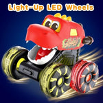 3 Pack Dinosaur Monster Truck Toys With Light-Up Led Wheels For Toddlers Kids