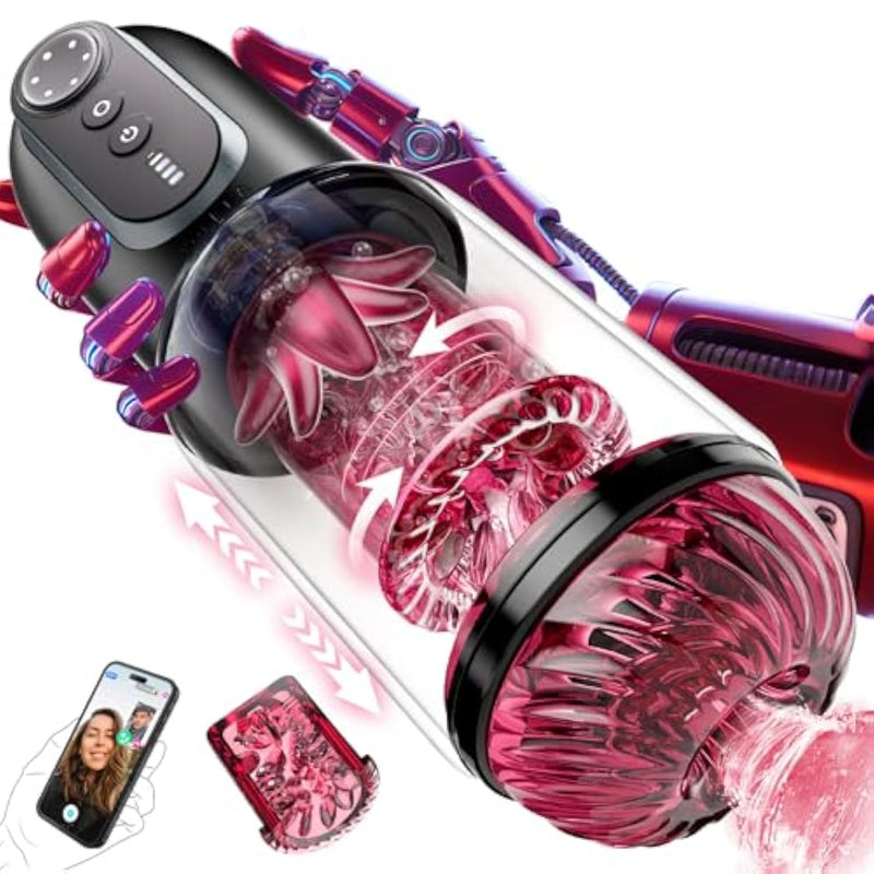 Male Masturbator Adult Sex Toys - App Penis Pump Enlargers, Upgraded Cvt Automatic Sex Machines For Men With Thrusting Roating Sucking Licking & Power Display & Fleshy Pocket Pussies Stroker