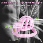 Mini Honeycomb Chastity Cage With 4 Carabiners 3D Nylon Chastity Lock In Large Urinal Opening Small Ventilation Cock Cage Sm Sex Toys For Men Penis Bondage (White)