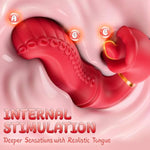 Rose Sex Toys Vibrator Adult Toys For Women, 9 Licking & Swing Modes Thrusting Vibrator Dildo, G Spot Vibrator Clit Stimulator Tongue Toy For Women, Sexual Pleasure Tools For Female Couples