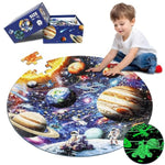 Glow In The Dark Solar System Jigsaw Puzzles For Kids Ages 4-8, 70 Pieces Kids Space Planet Floor Puzzle Toys Ages 8-10, Large Round Educational Puzzle Toys Gifts For Boys Girls Children