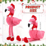8 Inch Christmas Stuffed Animal Christmas Plush Doll With Santa Hat For Holiday Decoration Winter Gifts(Flamingo Style)