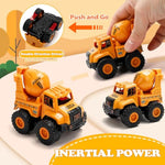 Construction Truck Toys For Toddlers 1-3, Push And Go Toy Vehicles Set With Mixer, Dump Truck, Excavator, Bulldozer, Friction Powered Cars For Boys And Girls, Gift For 2 3 4 5 Year Old Kids