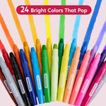 24 Pack Twistable Silky Crayons for Kids, Washable & Non-Toxic Art Supplies