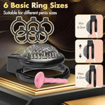 Male Chastity Cage - Soft Lightweight Penis Cage With 6 Sizes Rings, Comfortable Bondage Chastity Device For Men,Perfect For Long-Term Wear, Erection Control & Bondage Play (Black)