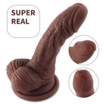 5.9 Inch Soft Silicone Brown Realistic Dildo With Strong Suction Cup, Lifelike G Spot Dildo Anal Dildo For Prostate Massager With Veins Texture Adult Sex Toy For Women Men