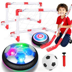 3-In-1 Hover Soccer Ball Set, Including 2 Led Hover Hockey And Soccer Ball Toys, Indoor Red & White Goals, Sports Game Toy, Christmas Festive Gift For 4-8, 8-12 Years Old Boys